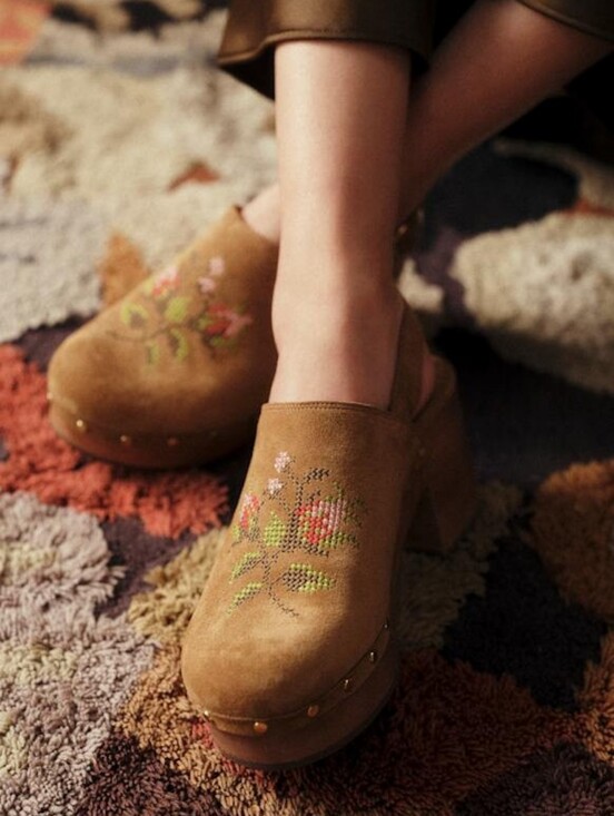 Sezane Shoes - Sezane x Baziszt Doreen Mules in Beige Embroidery size 39